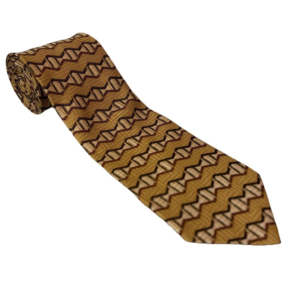 Vintage Etienne Aigner Tie Pure Brown Geometric Full Print Mens Necktie